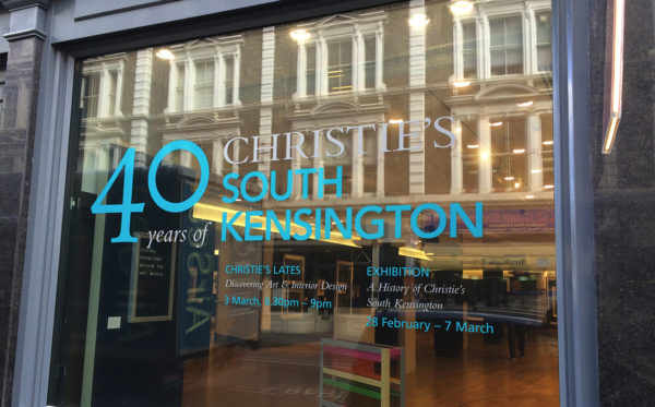 CSK-40TH-Christies-South-Kensington-40th-Window-Vinyl-Display-Install-thumb